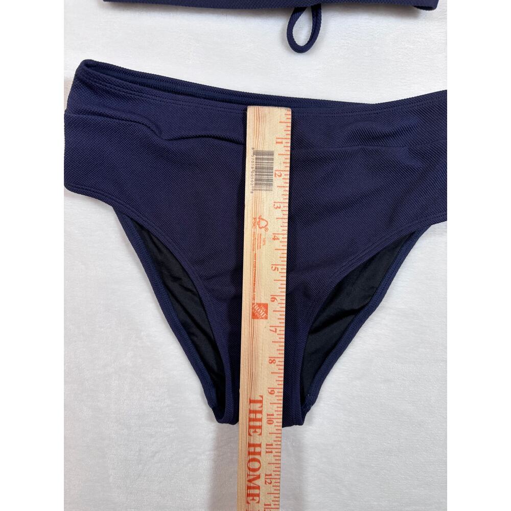 NWT Cupshe Navy Blue High Neck Bikini Set w/ Strappy Back & Keyhole Detail Sz XS - Picture 6 of 14